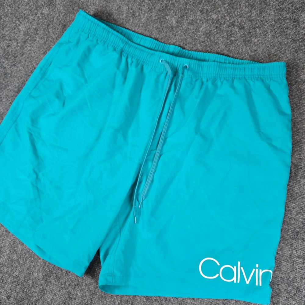 Calvin Klein Swim‎ Trunks Turquoise Blue Drawstring XXL